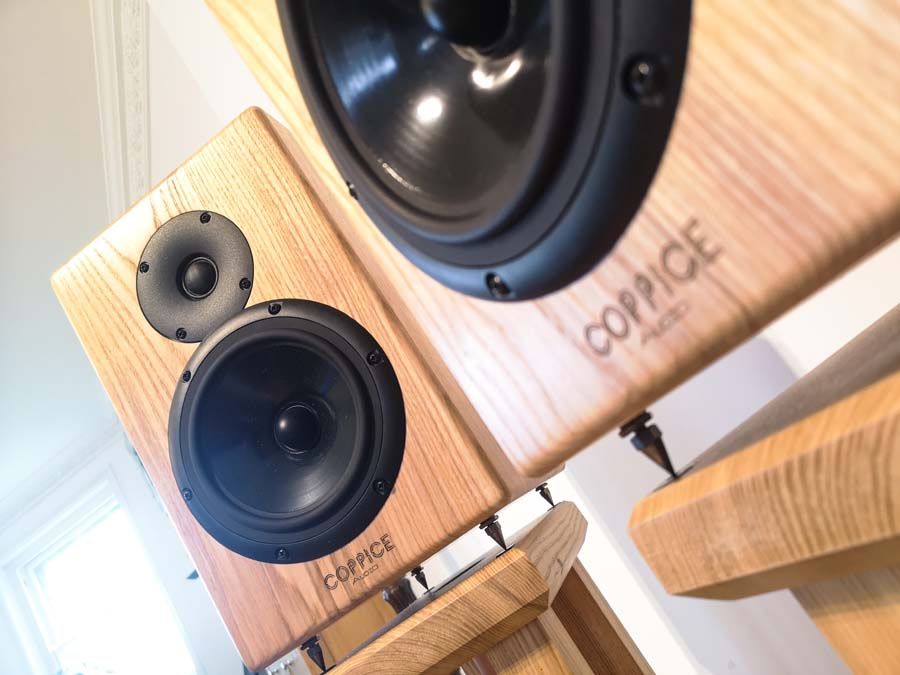 Coppice Audio X1 speakers front angle