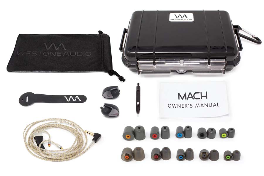 Westone Mach 80 In ear review photograph of packaging and accessories 